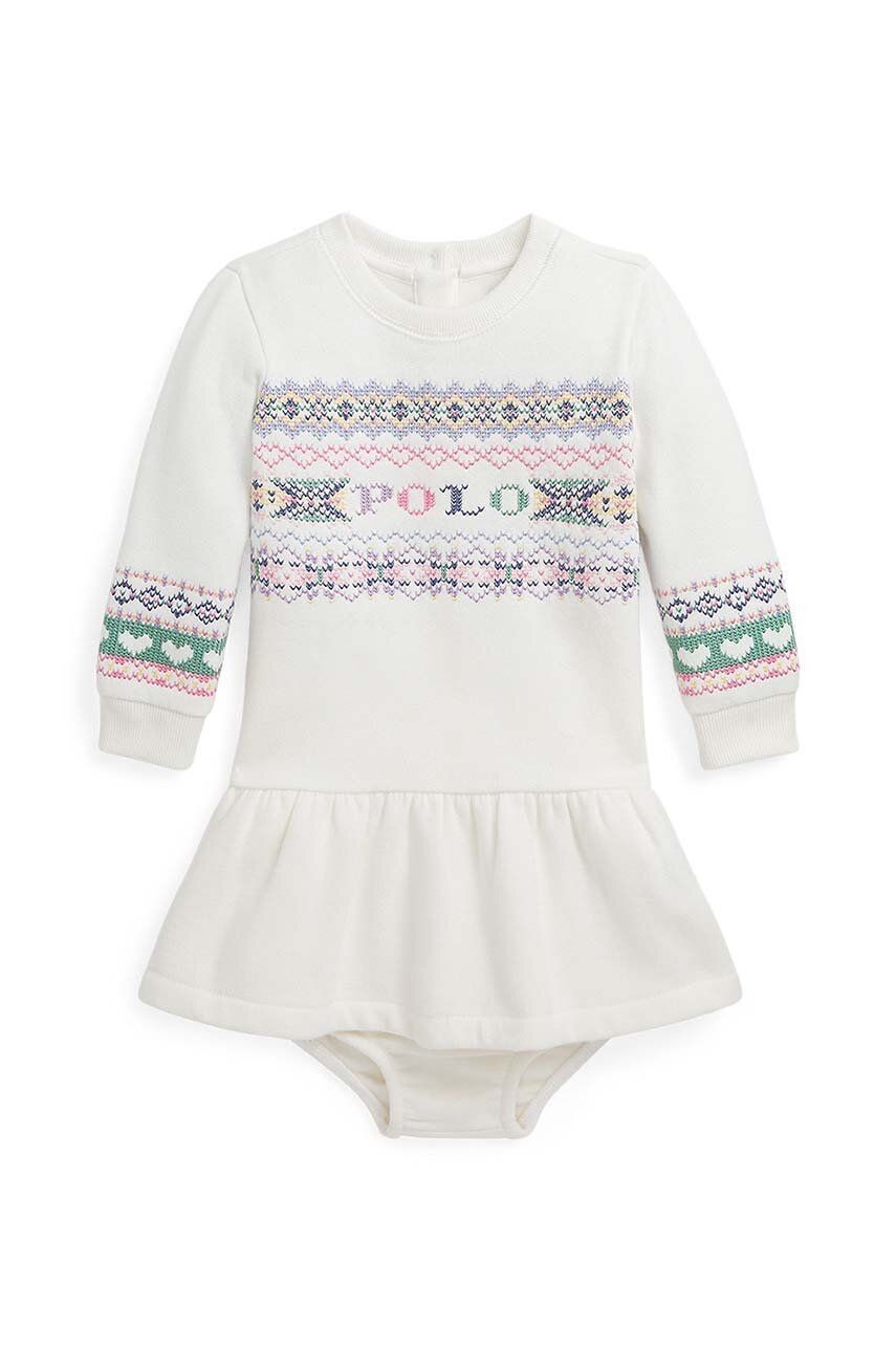 Šaty pre bábätká Polo Ralph Lauren béžová farba, mini, áčkový strih