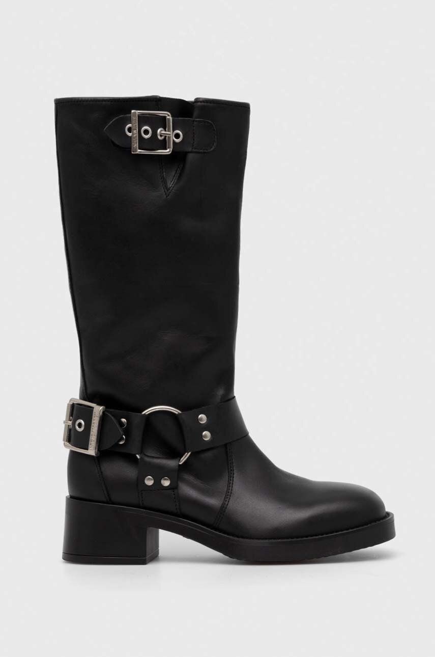 Kožené čižmy Steve Madden Beau dámske, čierna farba, na podpätku, SM11003069