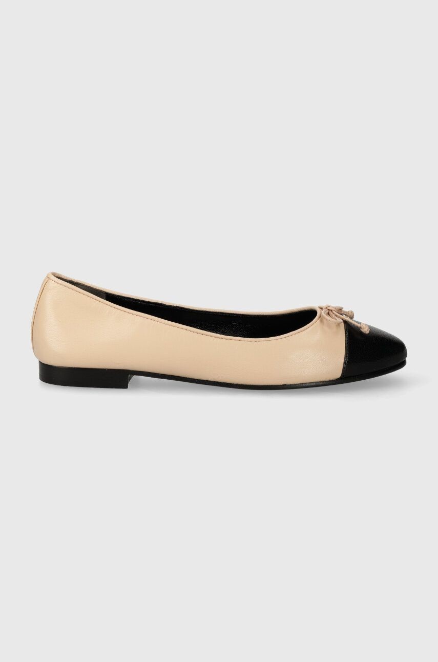 Kožené balerínky Tory Burch Cap-Toe Ballet béžová farba, 154512.650