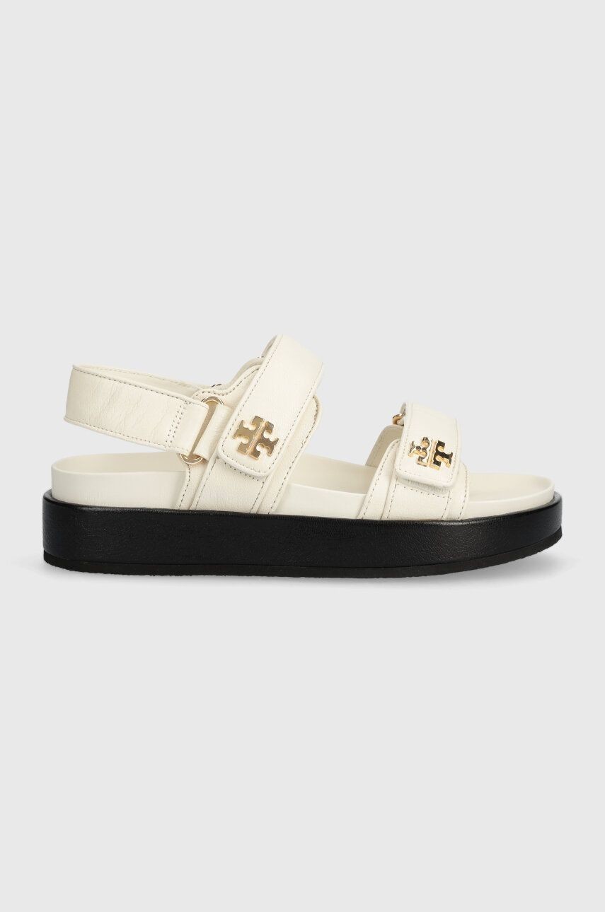 Kožené sandále Tory Burch Kira Sport Sandal dámske, béžová farba, na platforme, 144328.104