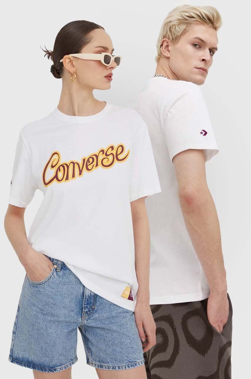 Bavlnené tričko Converse converse x wonka biela farba, s potlačou