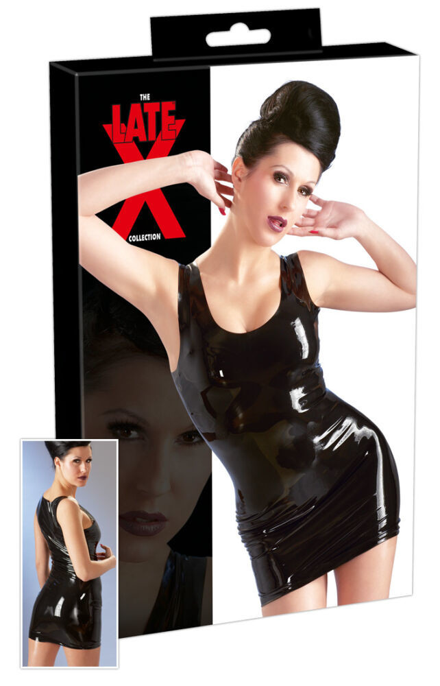 LATEX - mini šaty bez rukávov (čierne)