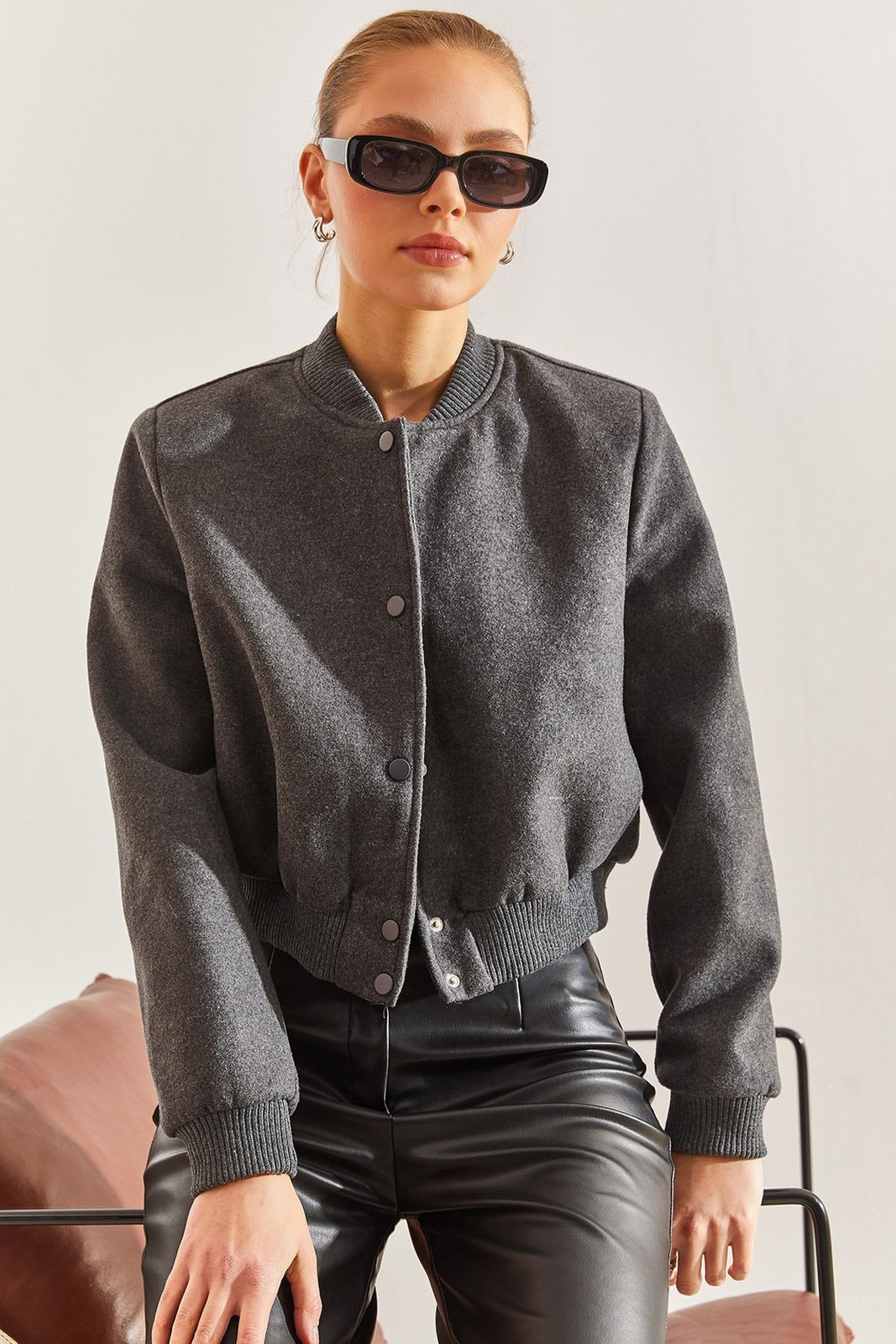 Bianco Lucci Women's Stamp Bomber Jacket