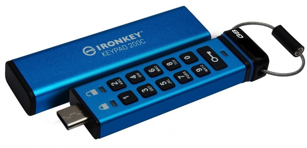 Kingston Ironkey Keypad 200C/128GB/280MBps/USB 3.0/USB-C/Modrá