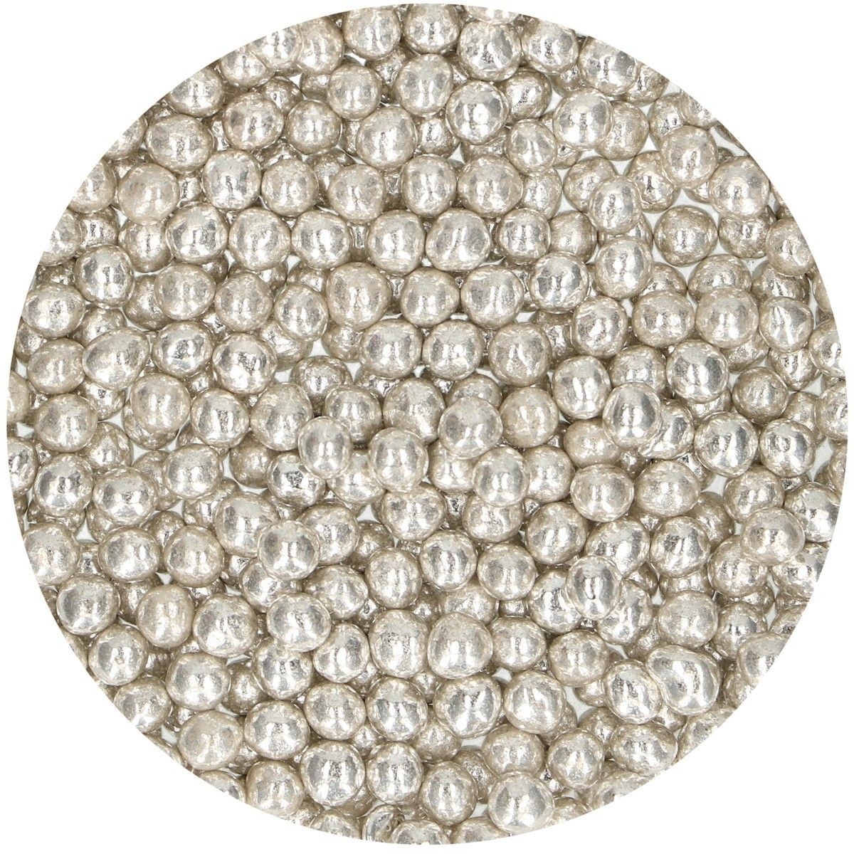Funcakes Cukrové guličky Soft Pearls - Metalické strieborné 55 g