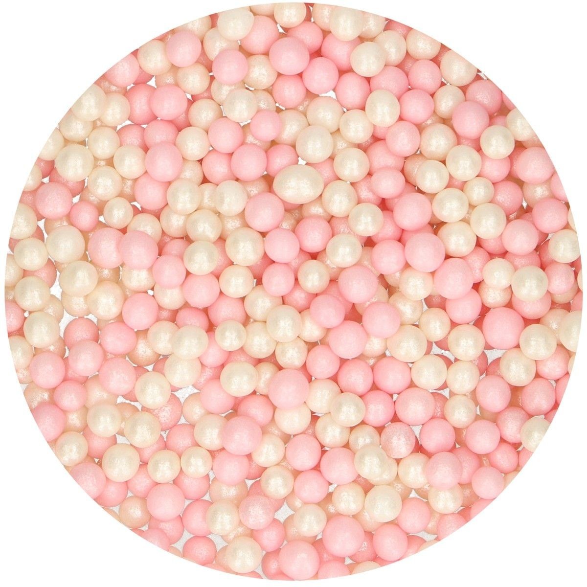 Funcakes Cukrové guličky Soft Pearls - Biele/Ružové 60 g