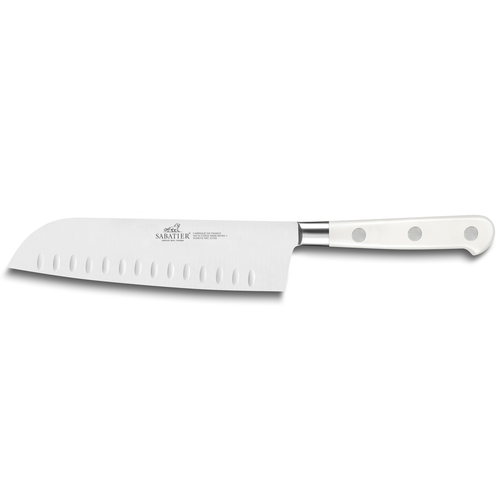 Nôž Santoku TOQUE 18 cm, nity z nehrdzavejúcej ocele, biely, Lion Sabatier