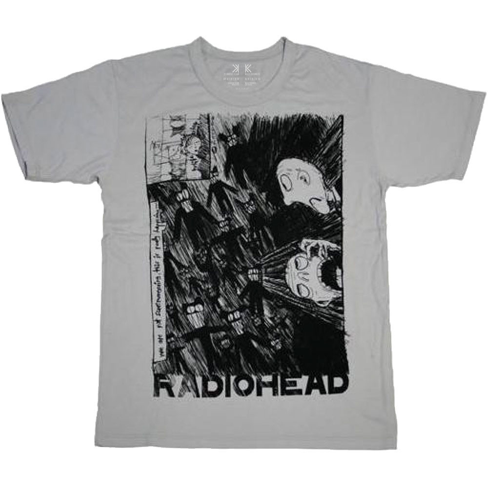 Radiohead tričko Scribble Šedá XL