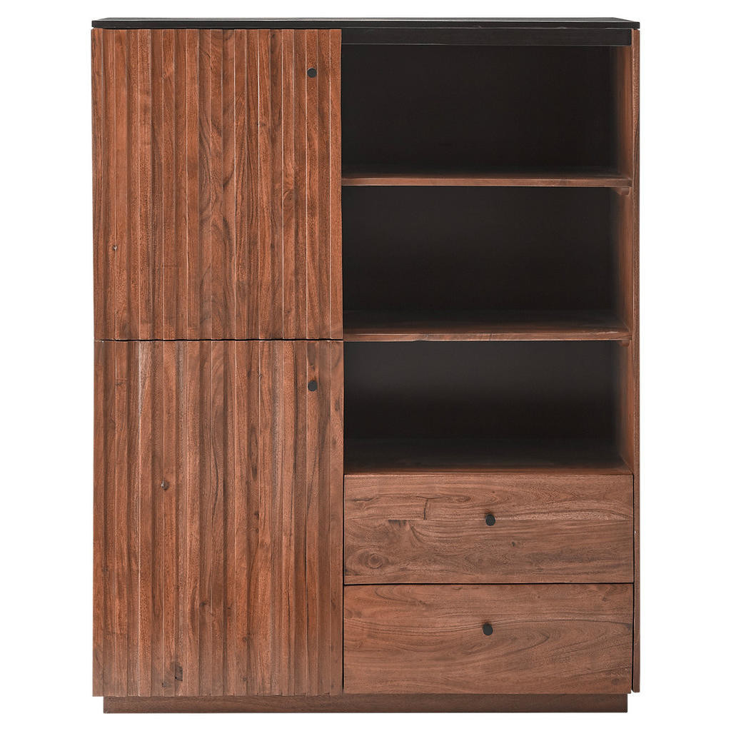 MID.YOU VYSOKÁ KOMODA, akácia, čierna, farby vlašského orecha, 100/140/40 cm