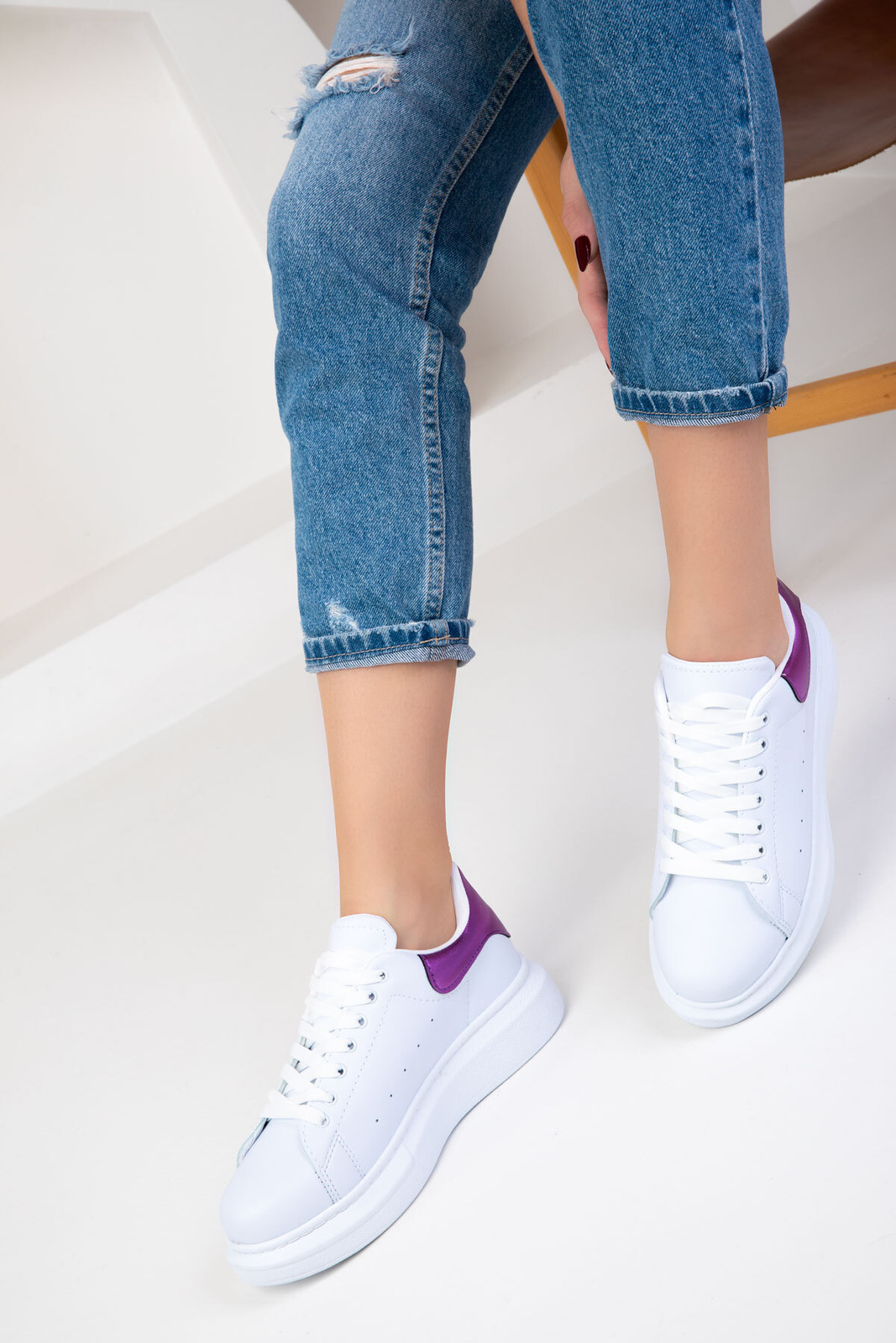 Soho White-Purple Women's Sneakers 15732
