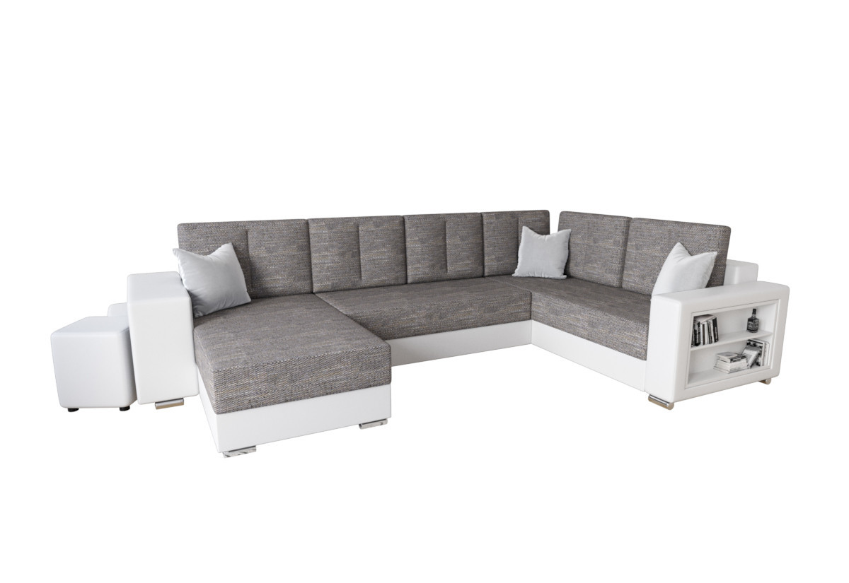 Expedo Rozkladacia sedacia súprava do U JENER, 326x90x180, kornet 02/sioux biela, pravá