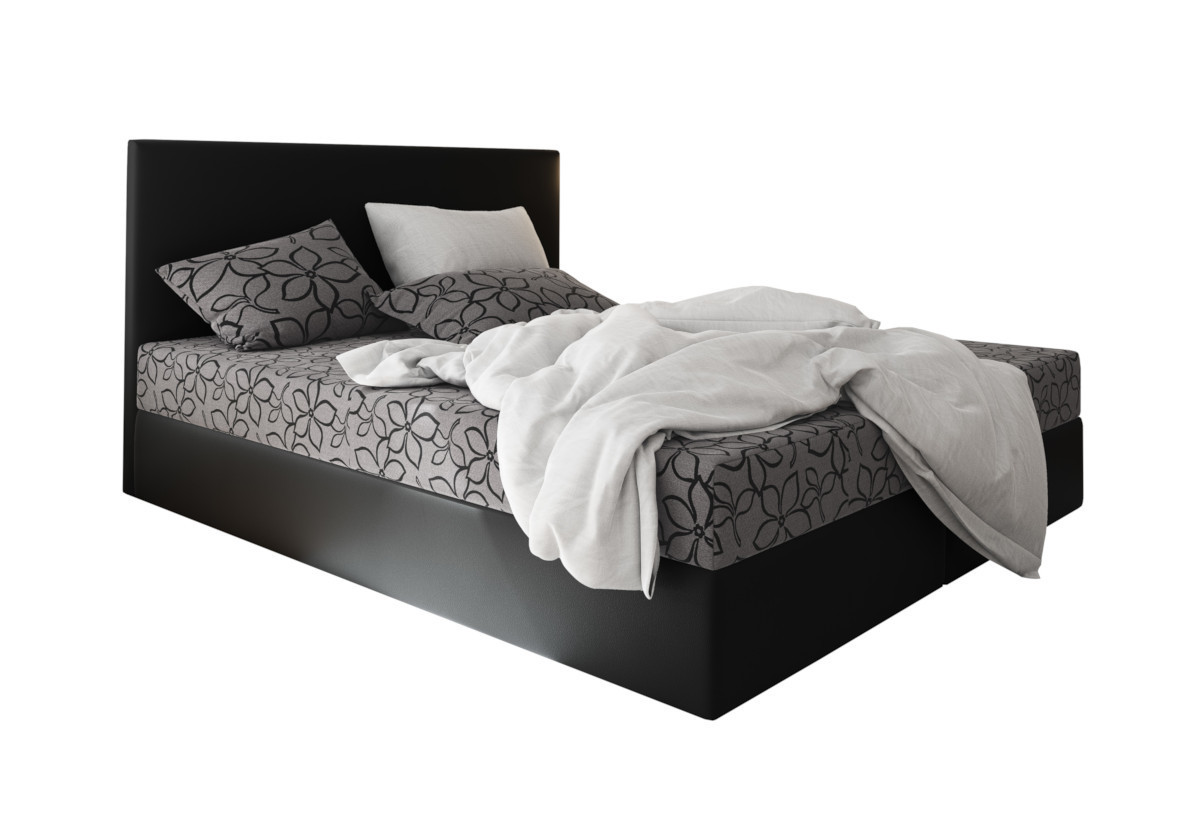 Expedo Čalúnená posteľ boxspring ELONA 2, 90x200, flowes 83/sioux čierna, ľavá