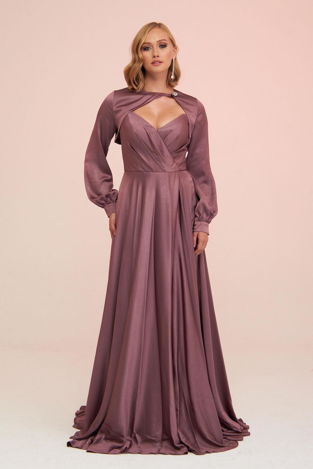 Carmen Lavender Foil Bolero Slit Long Evening Dress