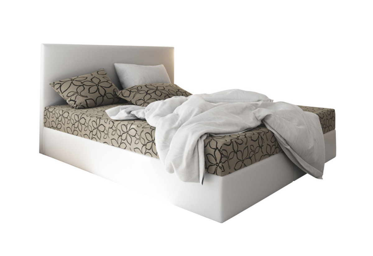 Expedo Čalúnená posteľ boxspring ELONA 2, 90x200, flowers 48/sioux biela, pravá