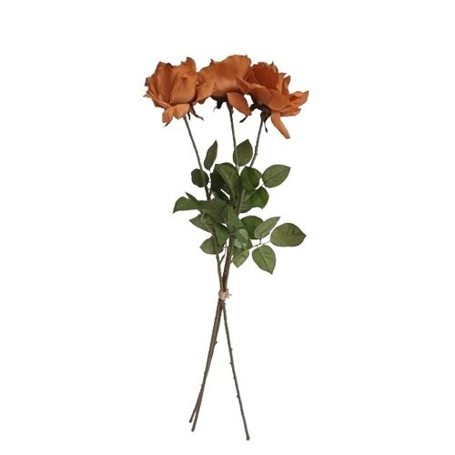 Umelá kvetina Ruža medená, 74 cm, 3 ks