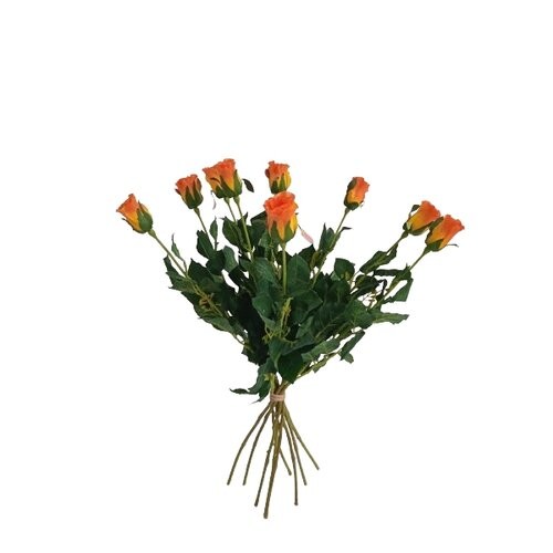 Umelá kvetina púčik Ruža oranžová, 64 cm, 9 ks