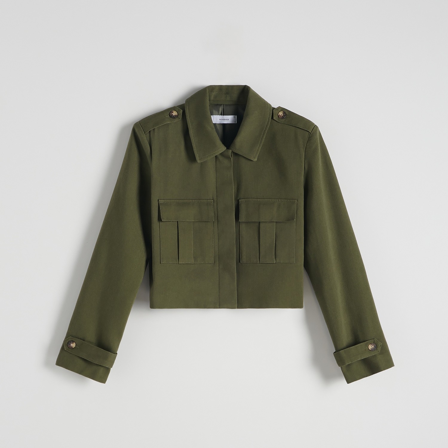 Reserved - Bunda typu shacket s prímesou viskózy - Khaki