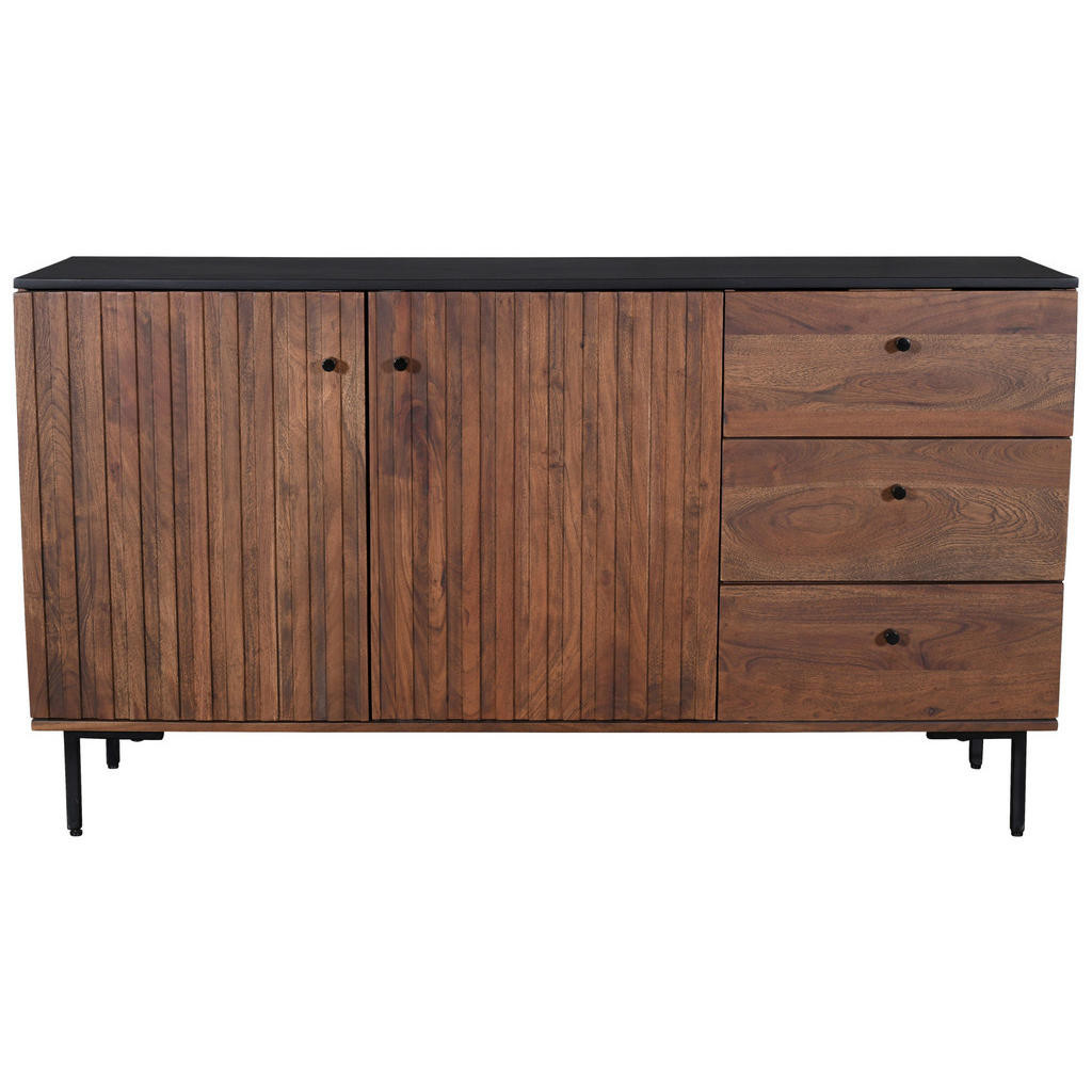 MID.YOU ŠIROKÁ KOMODA, akácia, čierna, farby vlašského orecha, 155/85/40 cm