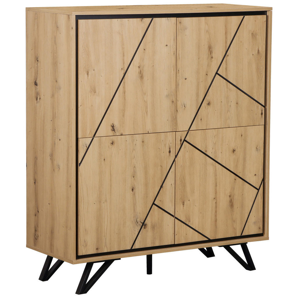MID.YOU ŠIROKÁ KOMODA, čierna, farby duba, 110/40/125 cm