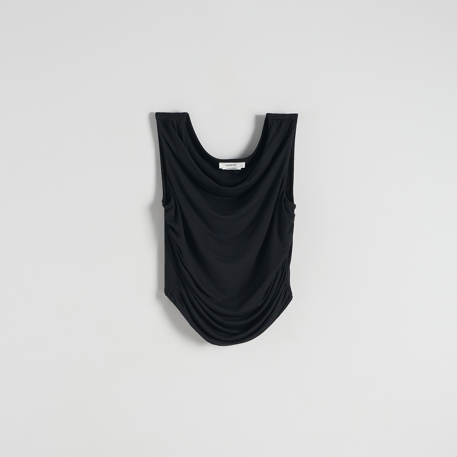 Reserved - Riasený crop top - Čierna