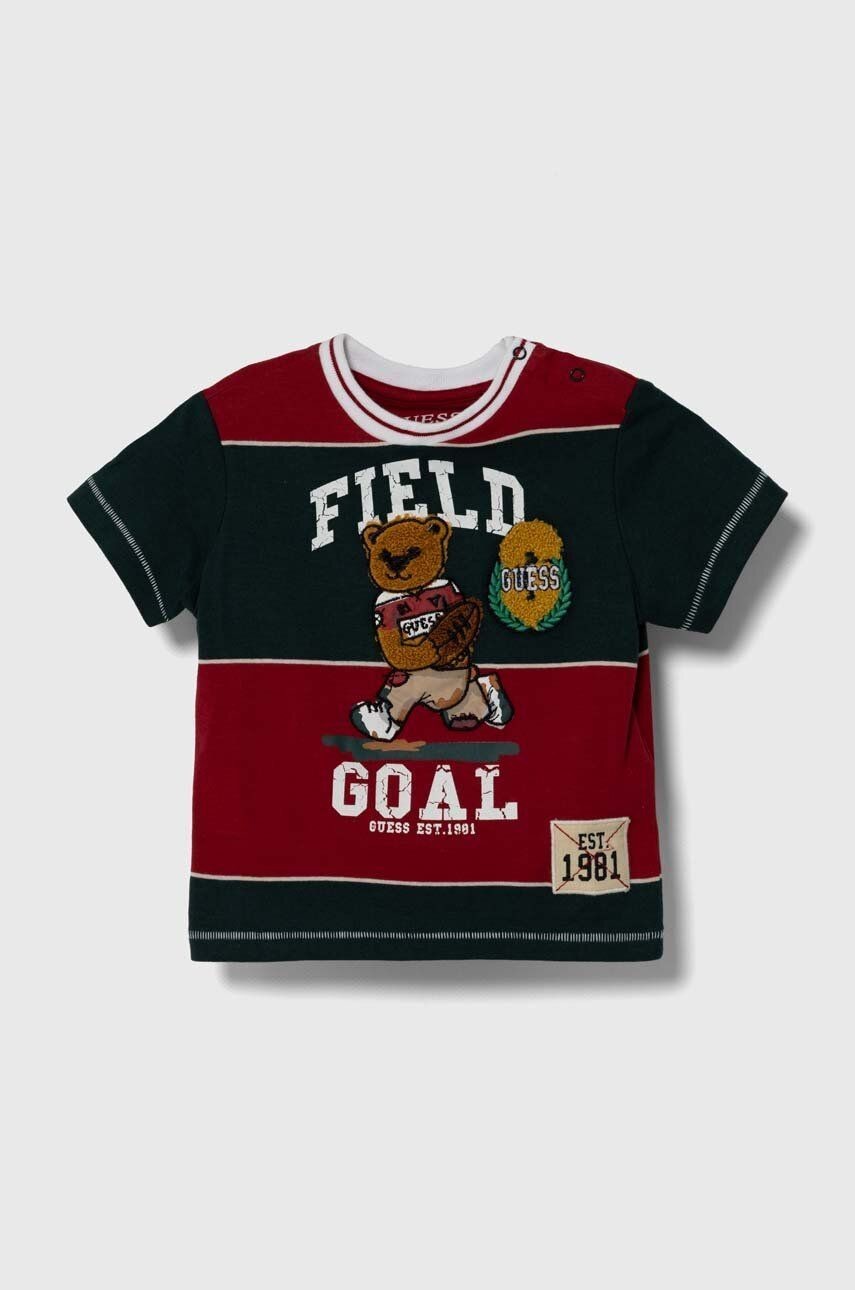 Detské bavlnené tričko Guess červená farba, vzorovaný