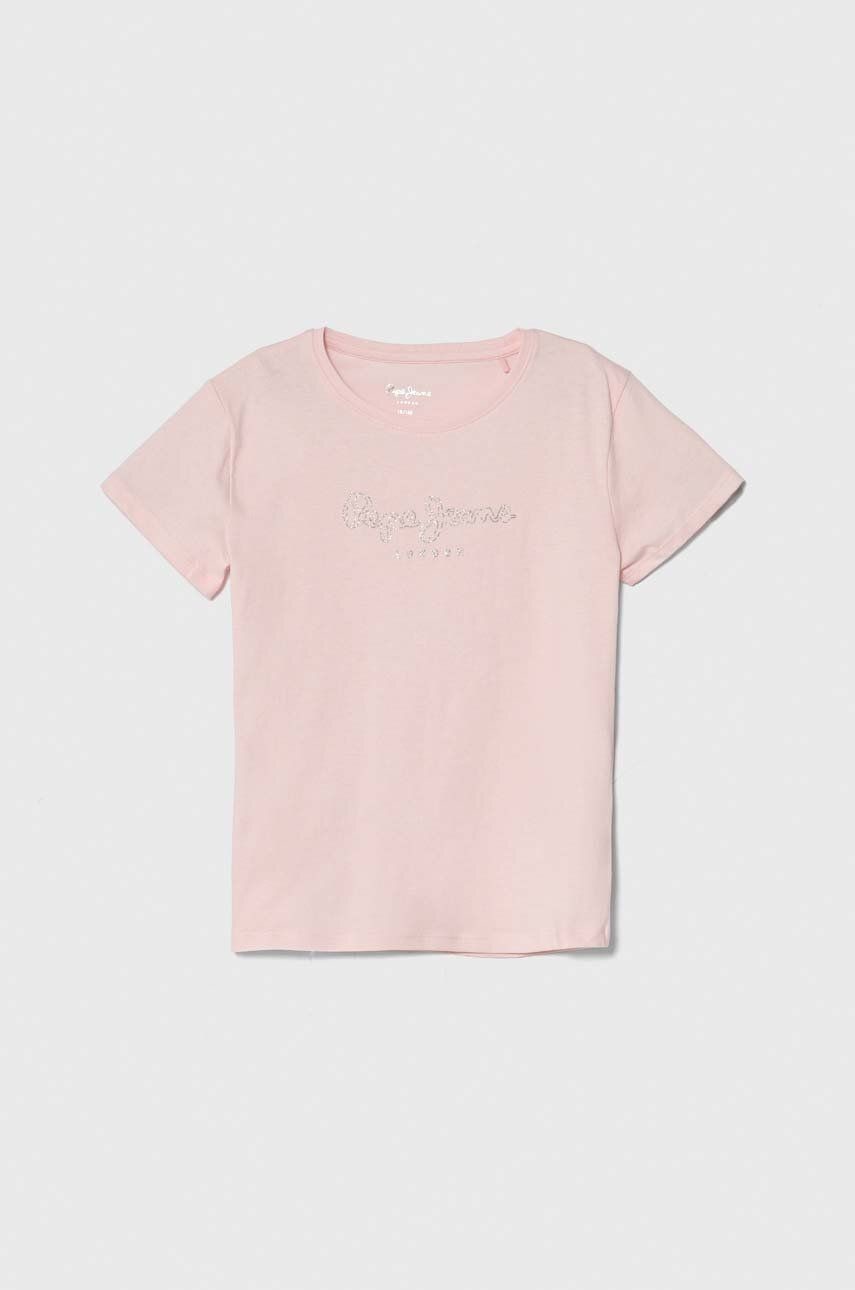 Detské bavlnené tričko Pepe Jeans NINA ružová farba