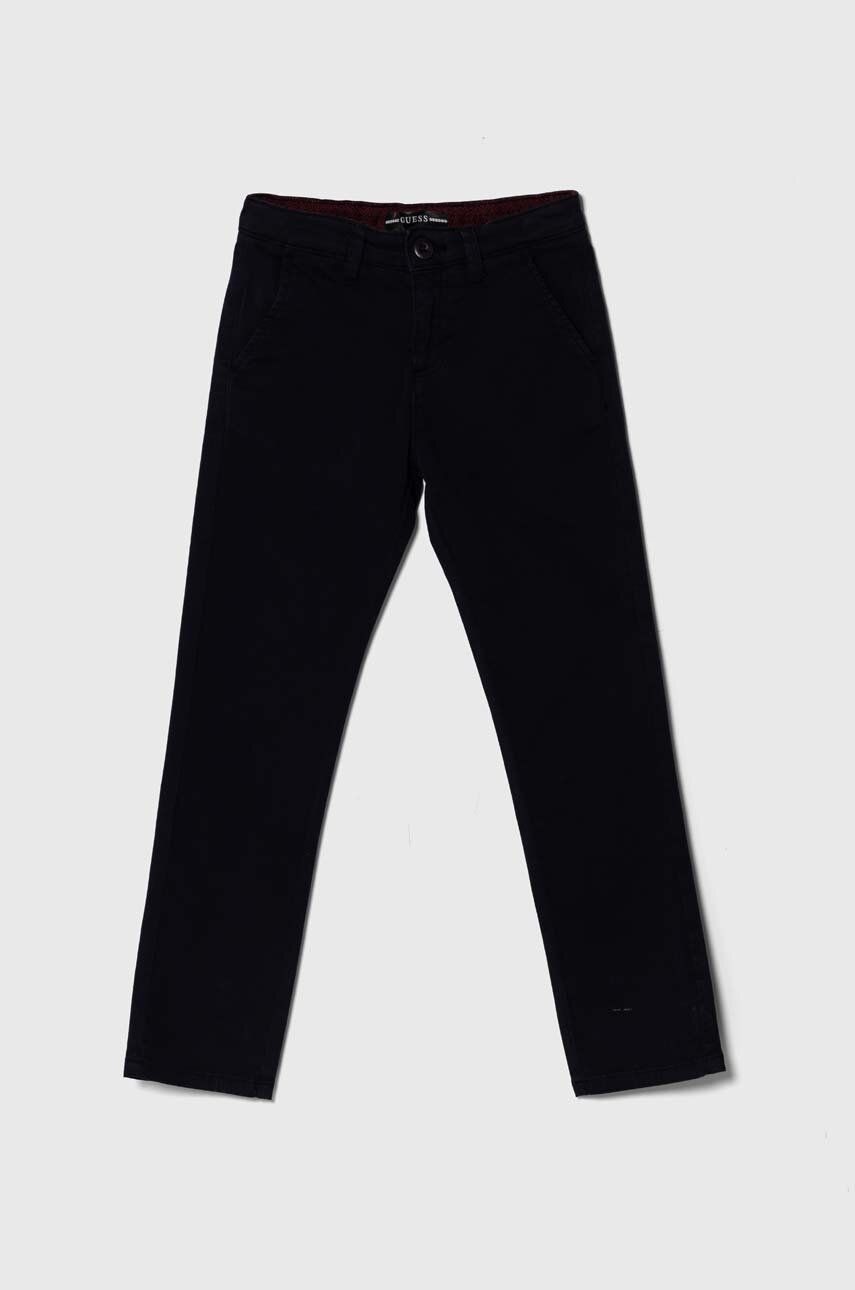 Nohavice Guess tmavomodrá farba, jednofarebné