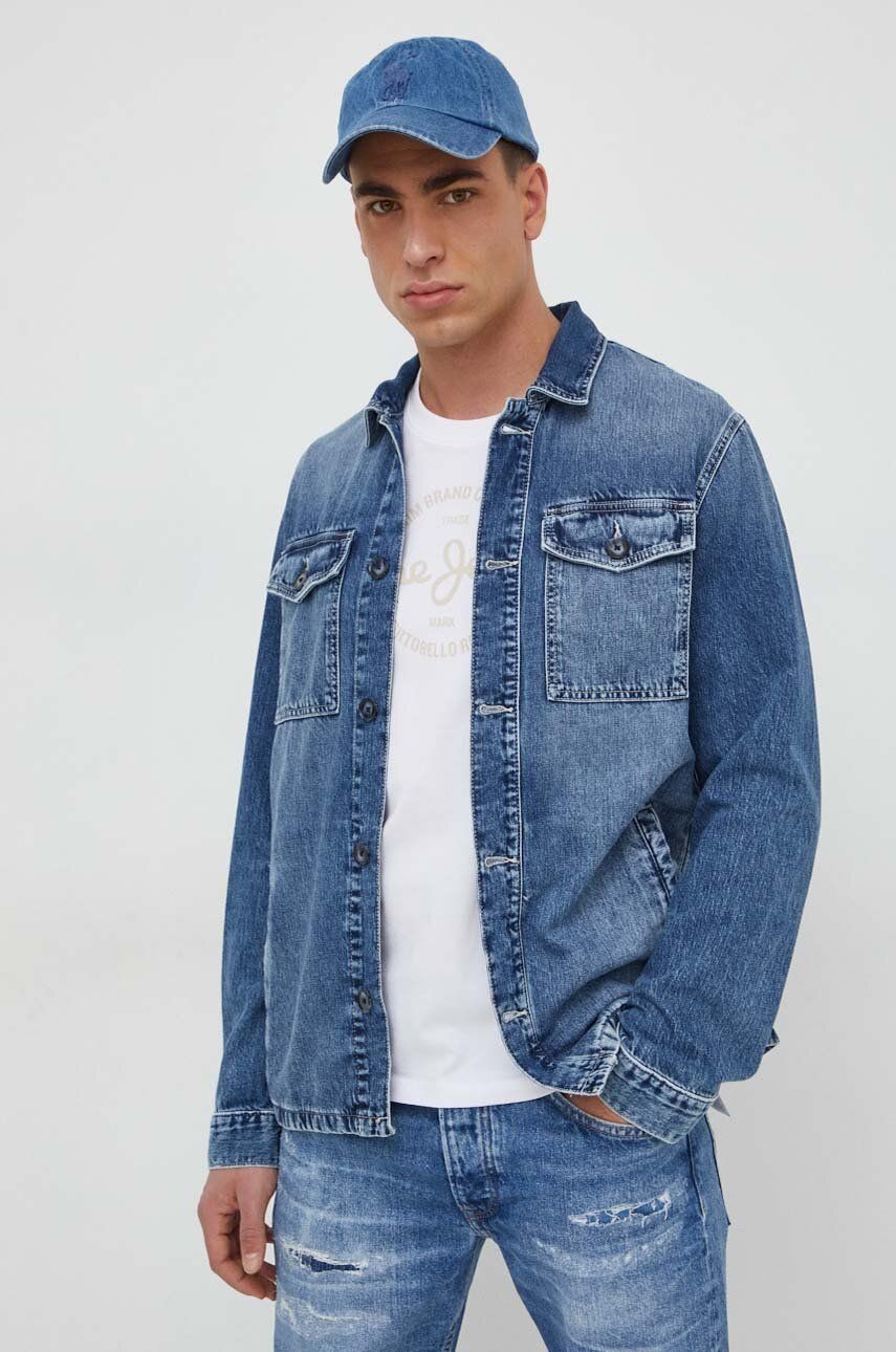 Rifľová bunda Pepe Jeans Luka Stencil pánska, prechodná