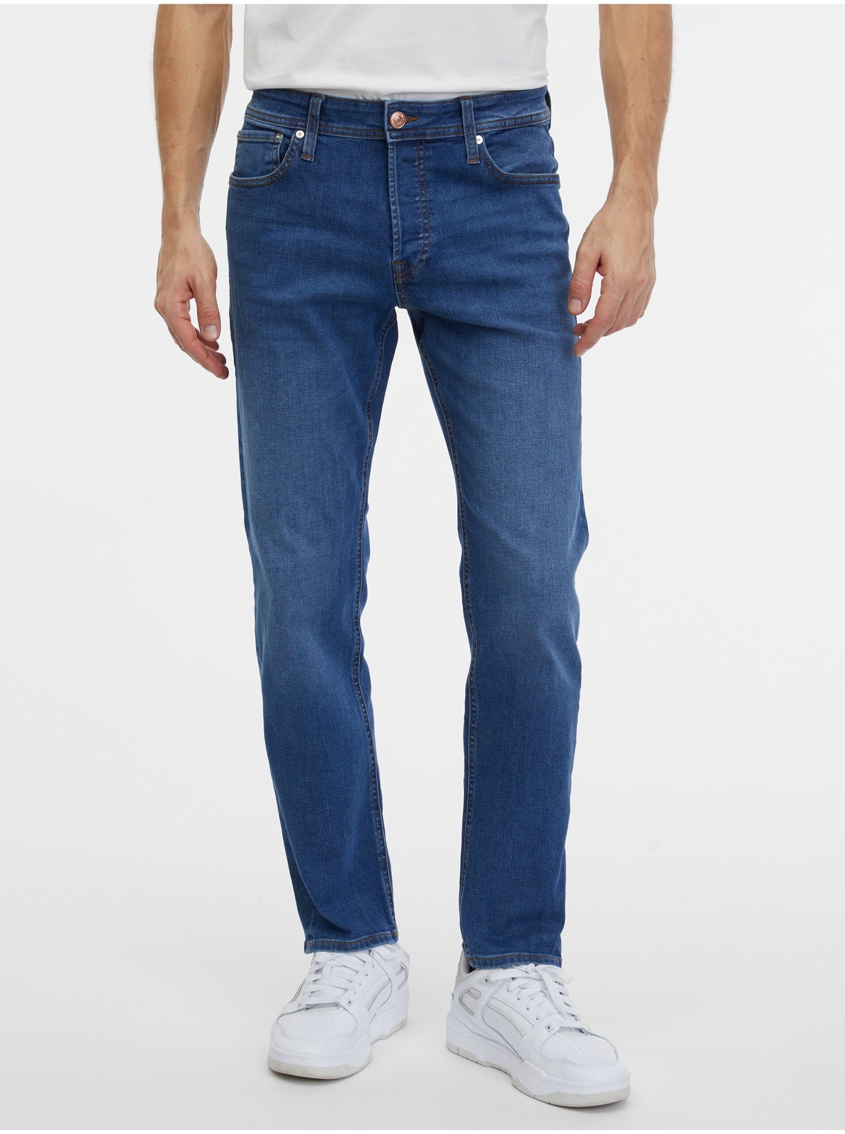 Modré pánske slim fit rifle Jack & Jones Mike