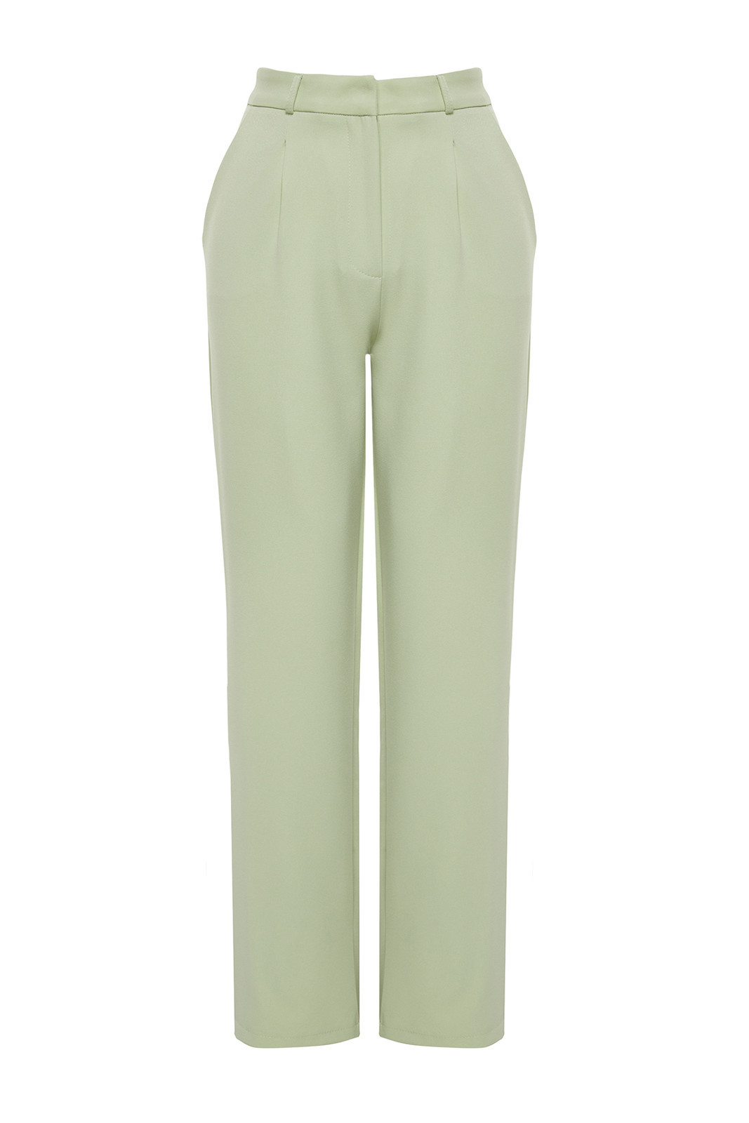 Trendyol Mint Straight Cut Wide Leg Pleated Trousers