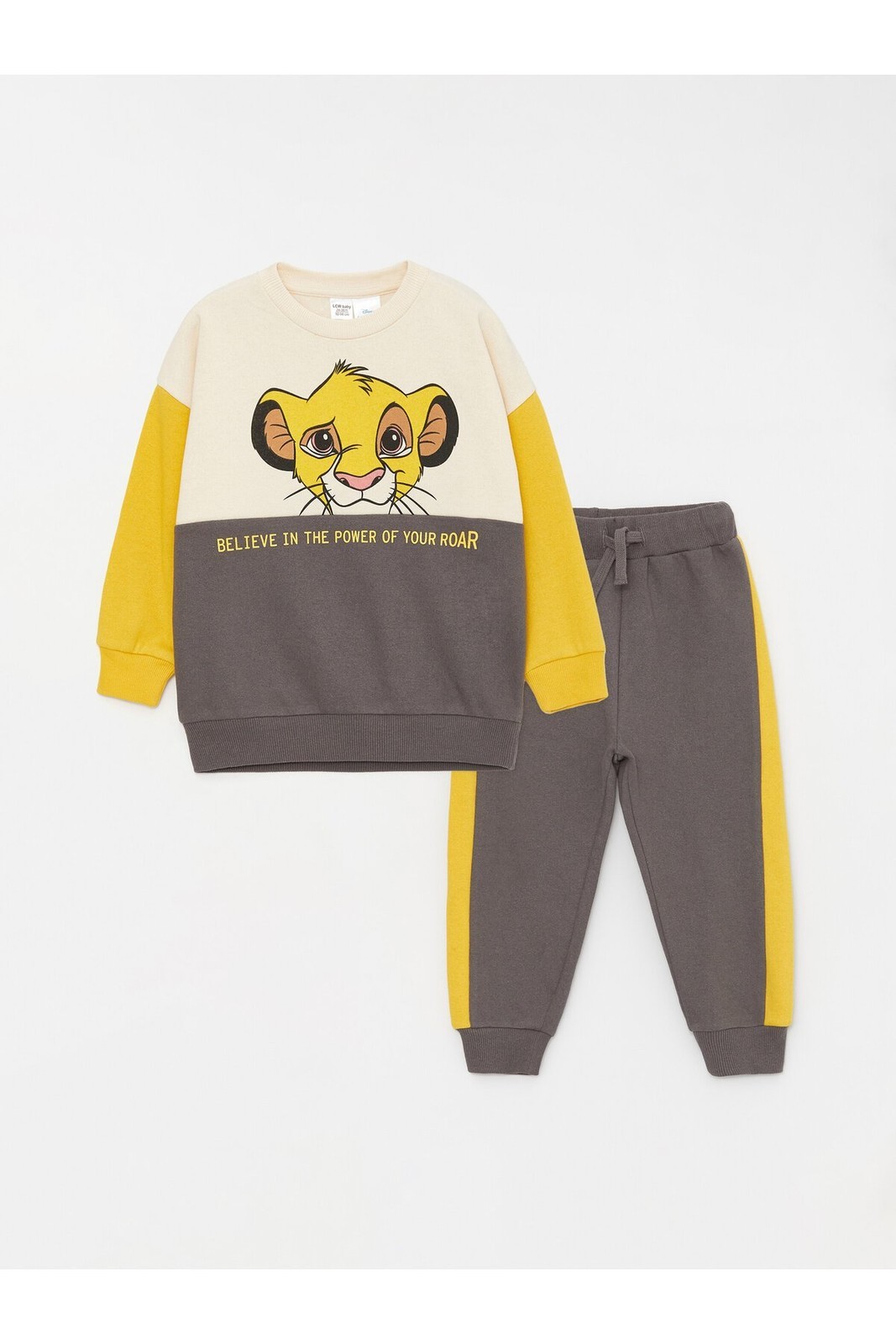 LC Waikiki Crew Neck Long Sleeve The Lion King Printed Baby Boy Sweatshirt and Trousers 2-Set