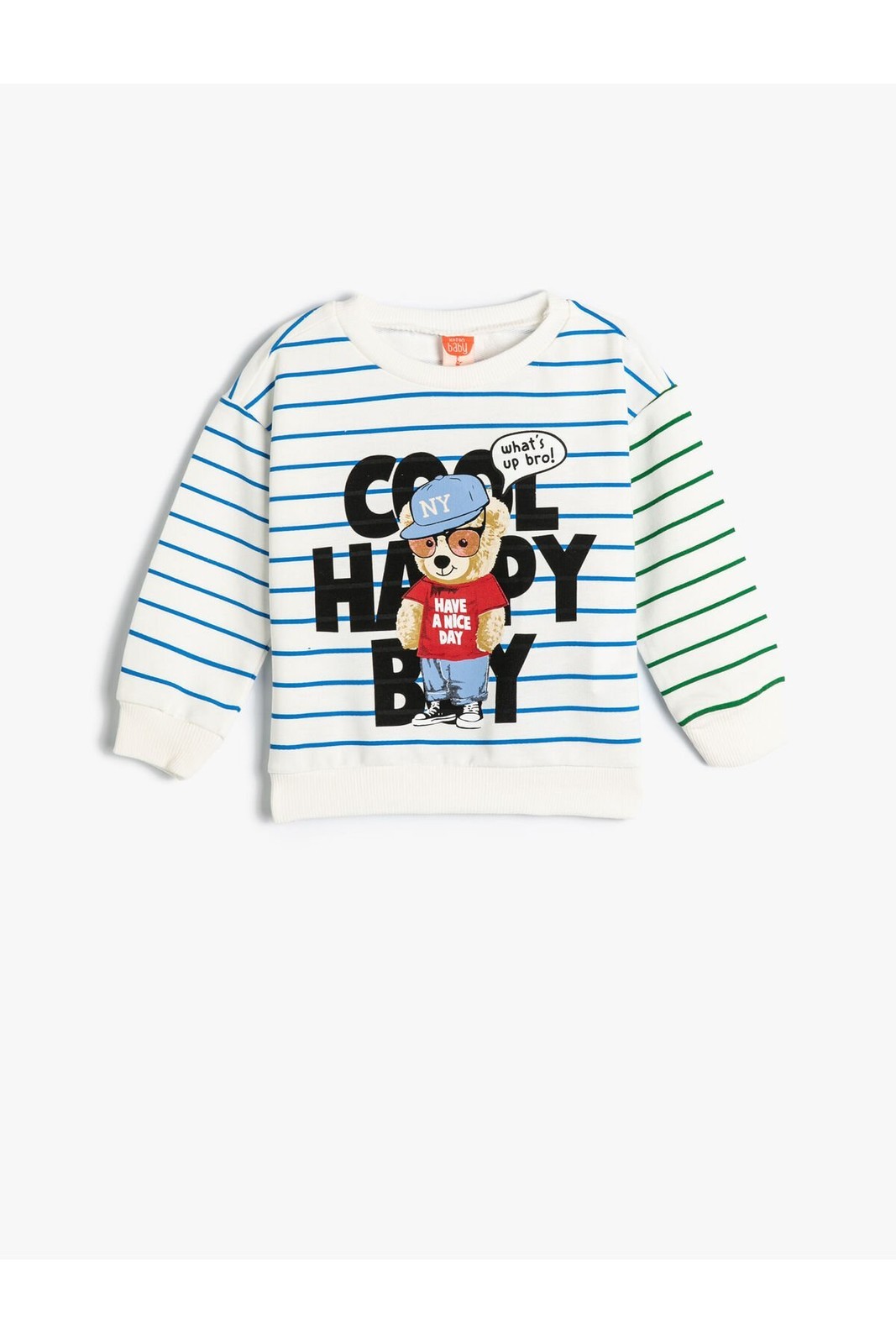 Koton Sweatshirt Long Sleeve Crew Neck Teddy Bear Printed Cotton