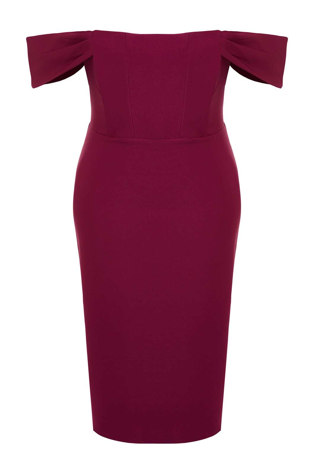Trendyol Curve Purple Bodycone Low Sleeve Woven Dress