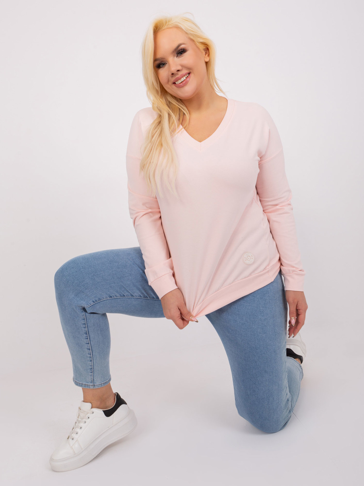 Light pink cotton blouse plus size