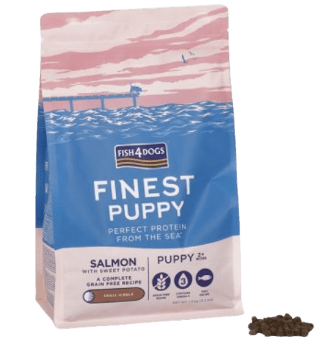 FISH4DOGS Granule malé pre šteniatka Finest losos so sladkými zemiakmi 12kg, 2m+