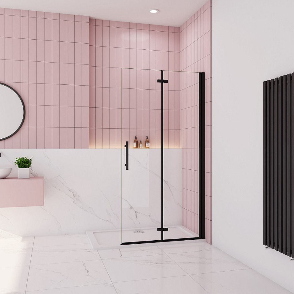 H K - Zalamovacia WALK-IN zástena Melody Black WF1 100x195 cm, číre sklo MELODYBLWF110