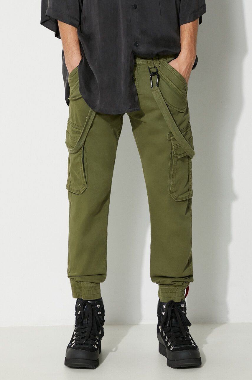 Nohavice Alpha Industries Utility Pant pánske, zelená farba, strih cargo