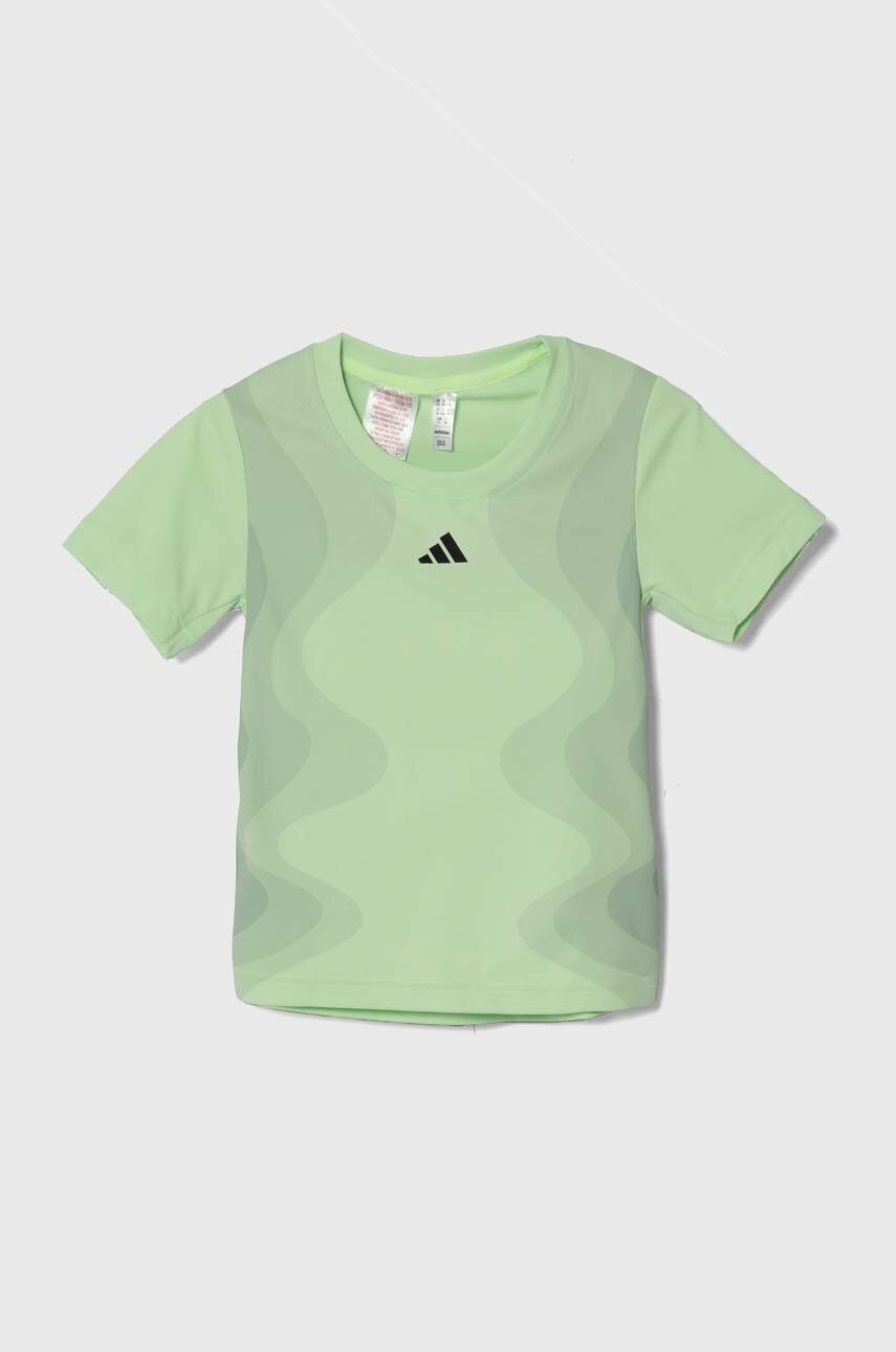 Detské tričko adidas Performance zelená farba, s potlačou