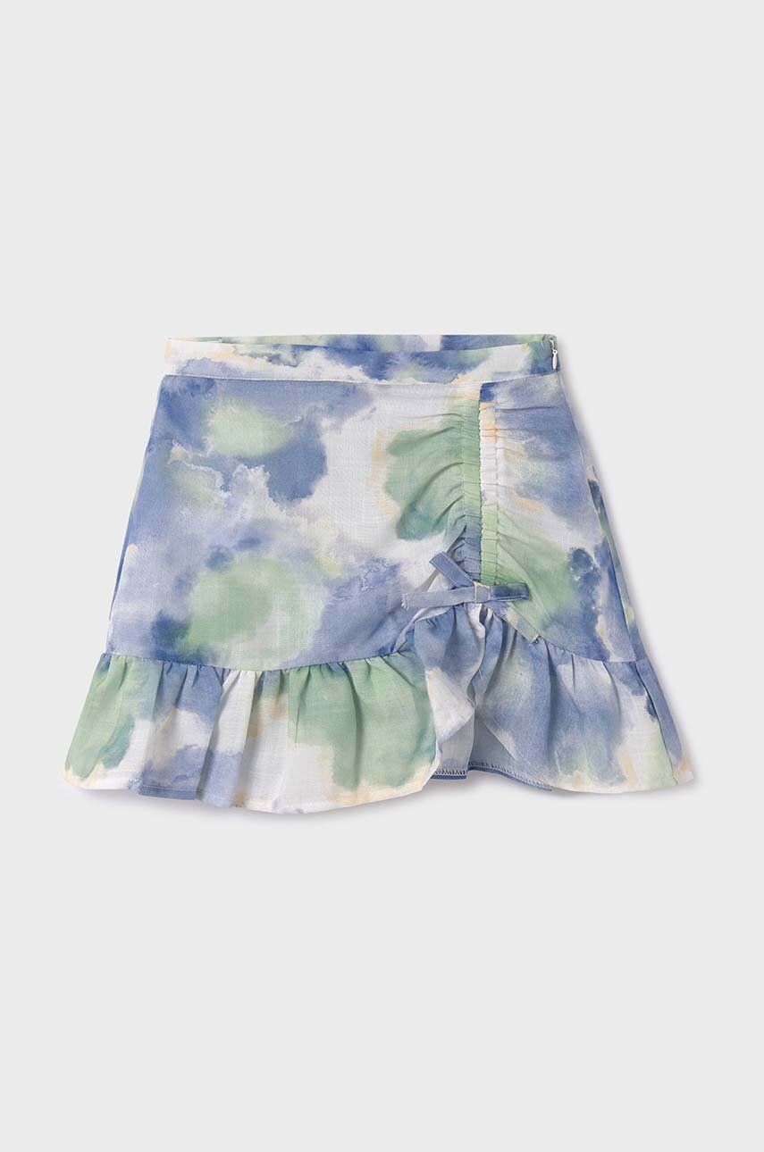 Dievčenská sukňa Mayoral zelená farba, mini, rovný strih