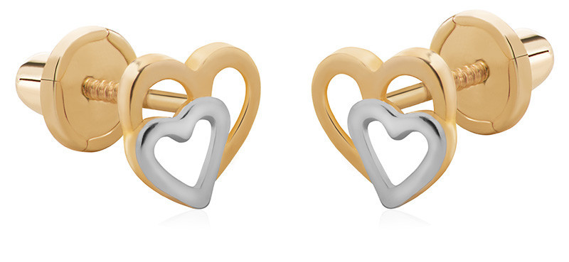 Brilio Romantické bicolor náušnice zo zlata Srdiečka 14/162.572/17