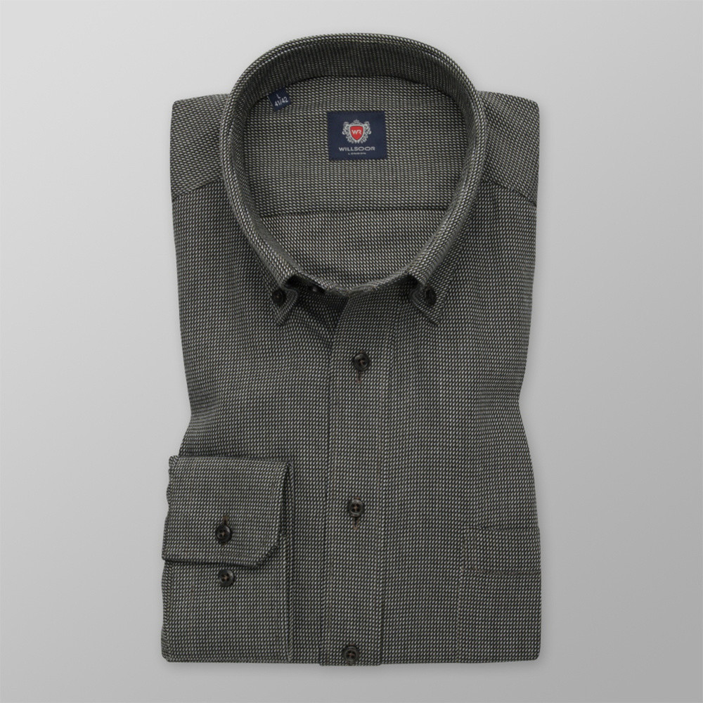 Pánska košeľa Slim Fit s čierno-zeleným vzorom 12287