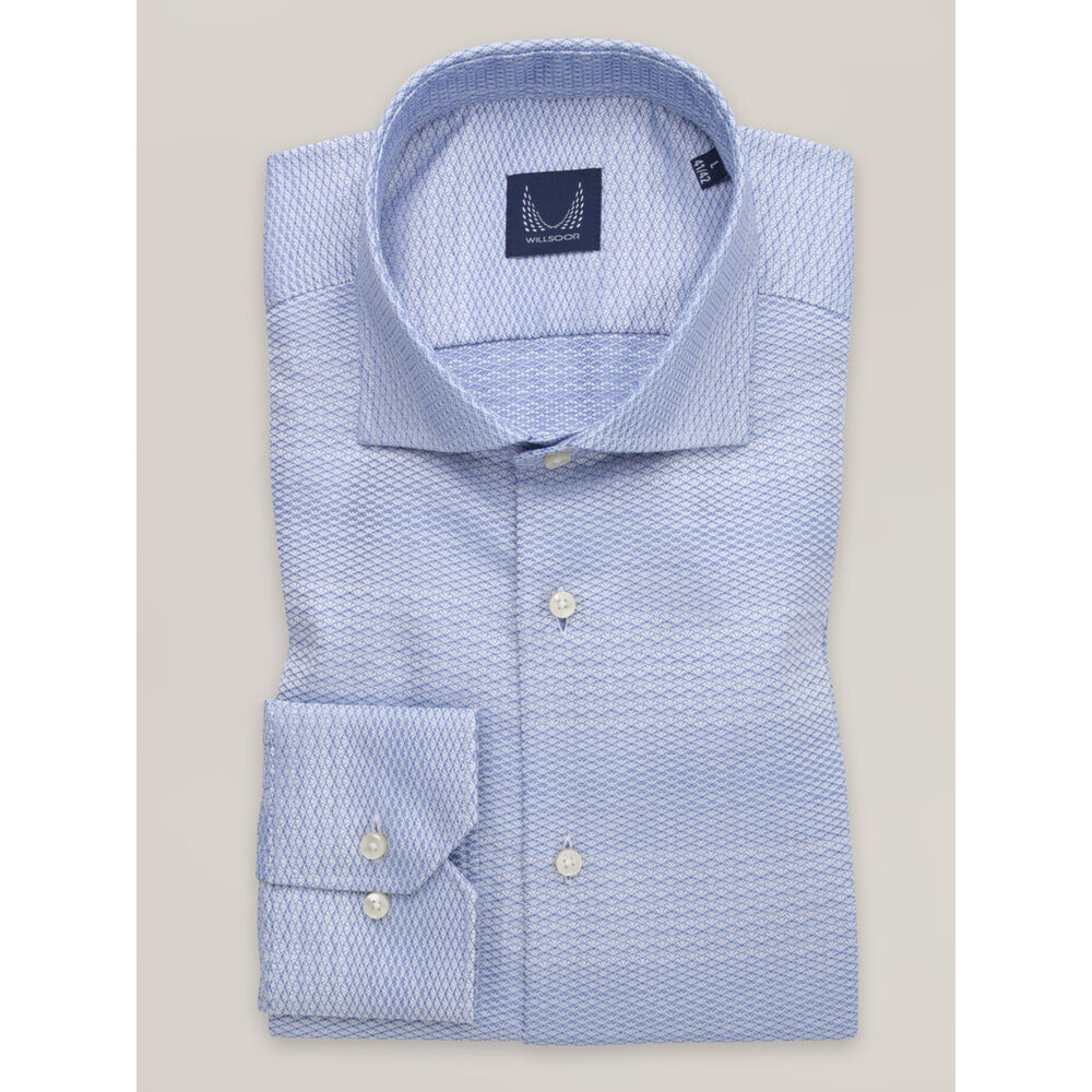 Pánska košeľa slim fit s modrým kockovaným vzorom 16199