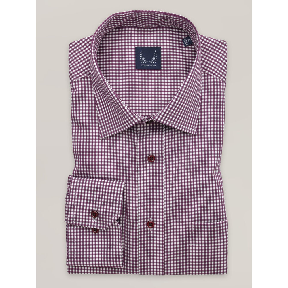 Pánska košeľa slim fit s červeným kockovaným vzorom 16211