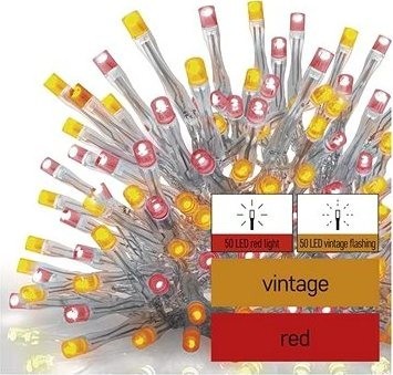 EMOS Standard LED spojovacia reťaz pulzujúca – cencúle, 2,5 m, vonkajšia, červená/vintage