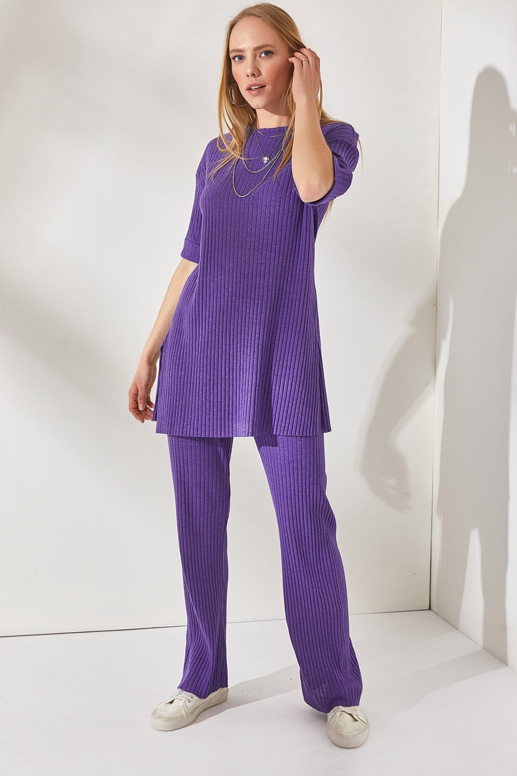 Olalook Women's Purple Short Sleeve Tops and Bottoms Lycra Suit
