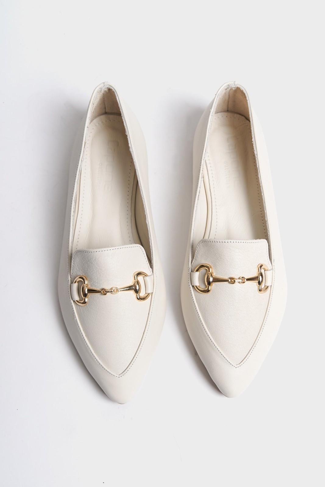 Capone Outfitters Women's Genuine Leather Pointed Toe Buckled Flats