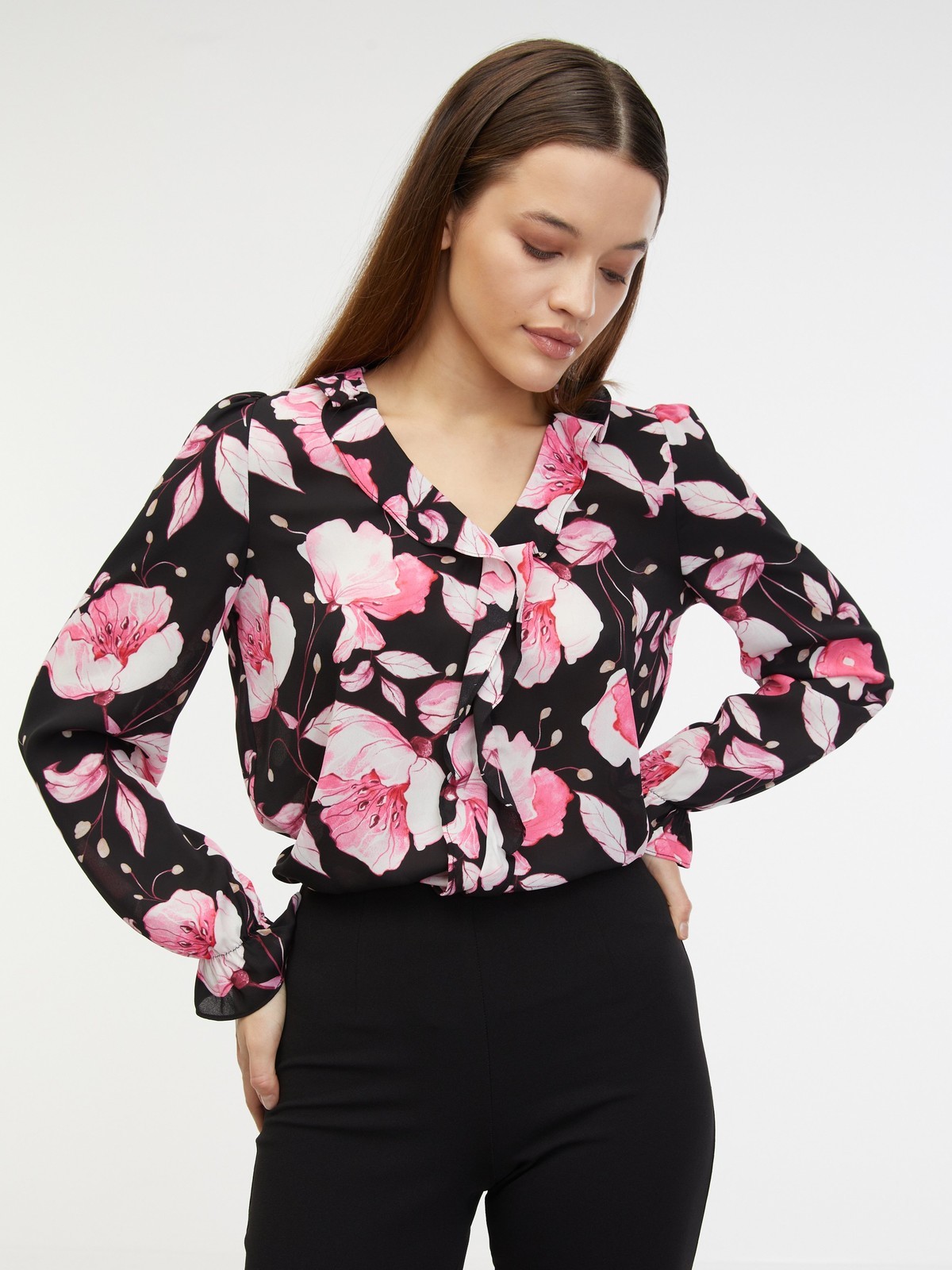 Orsay Women's Pink-Black Floral Blouse - Women's