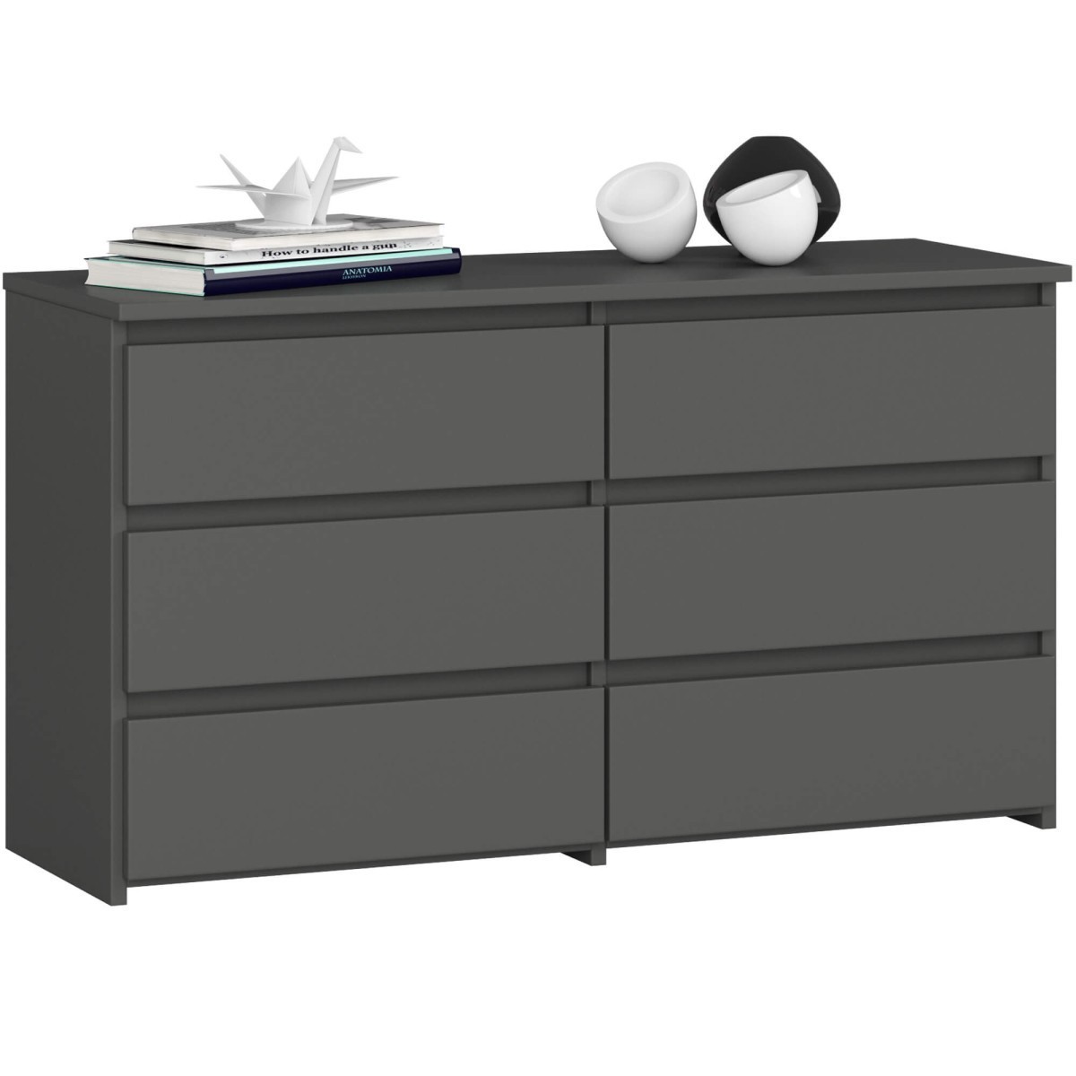 Komoda CL 100 cm 6 zásuvek šedá
