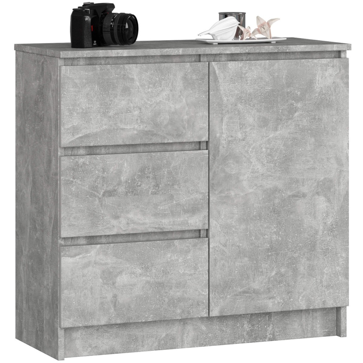 Komoda JERRY K 80 cm 1 dveře 3 zásuvky beton