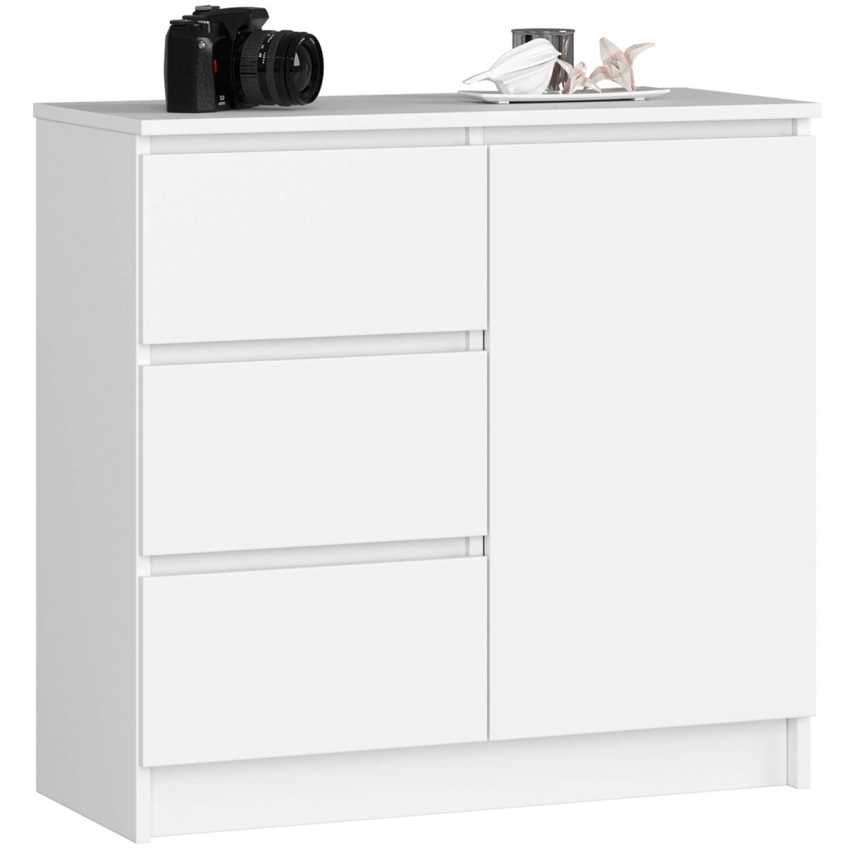 Komoda JERRY K 80 cm 1 dveře 3 zásuvky bílá